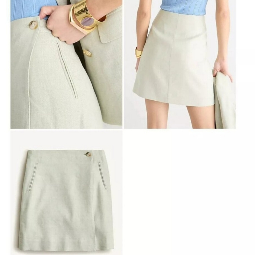 NWT J CREW Linen Wrap Skirt Size 18 with Lining White